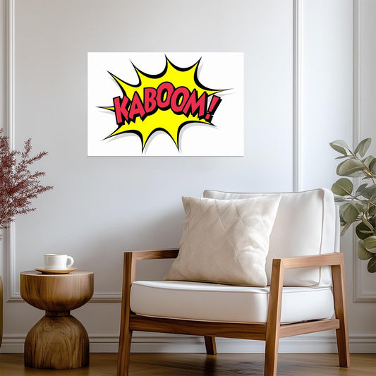 "Kaboom!" Comic Book Art | Pop Art Explosion Poster | Superhero Wall Decor - Graphic & Art Poster