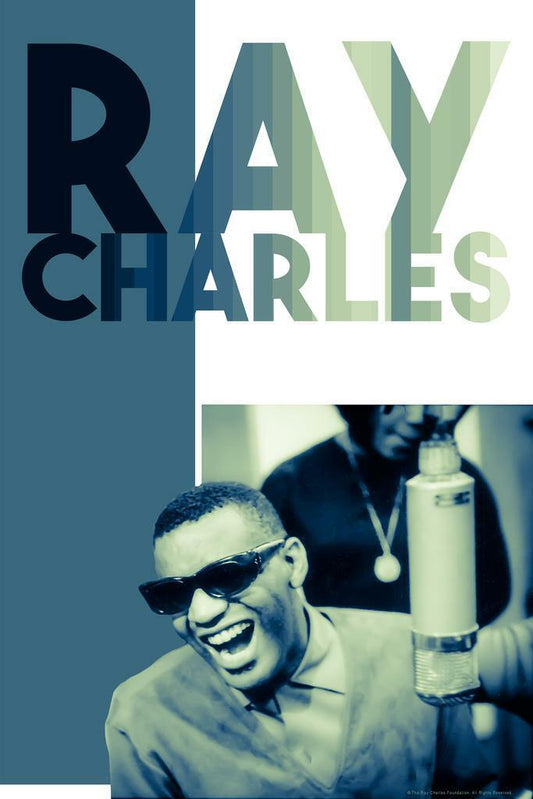 Ray Charles Portrait | Green Tint Music Poster | Retro Pop Art Style - Music Poster