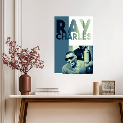 Ray Charles Portrait | Green Tint Music Poster | Retro Pop Art Style - Music Poster