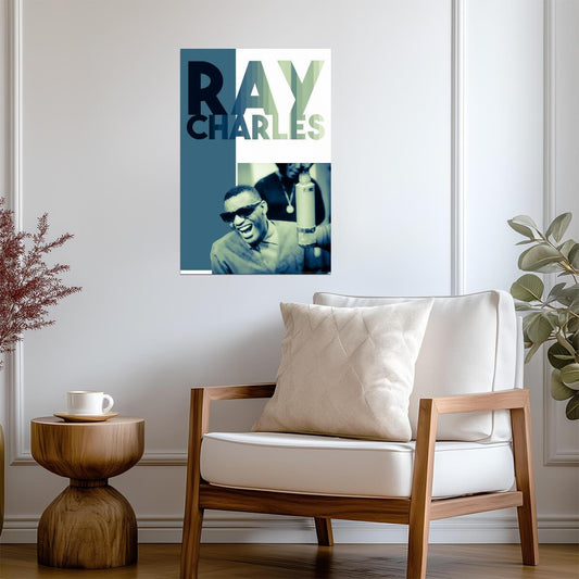 Ray Charles Portrait | Green Tint Music Poster | Retro Pop Art Style - Music Poster