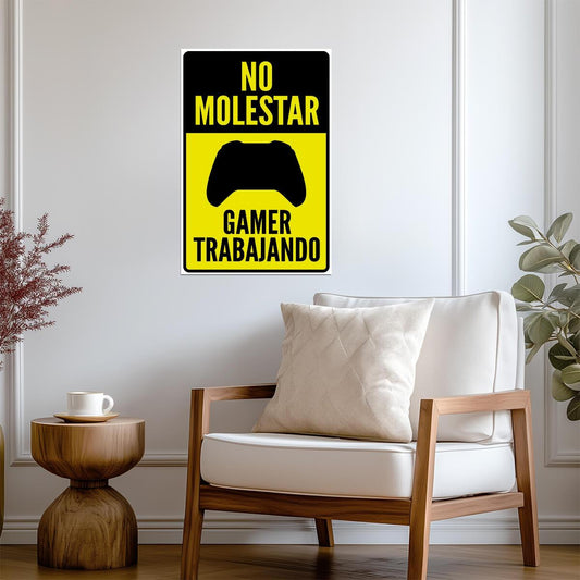 "No Molestar Gamer Trabajando" | Funny Gaming Sign (Spanish) | Game Room Poster - Type & Quotes Poster