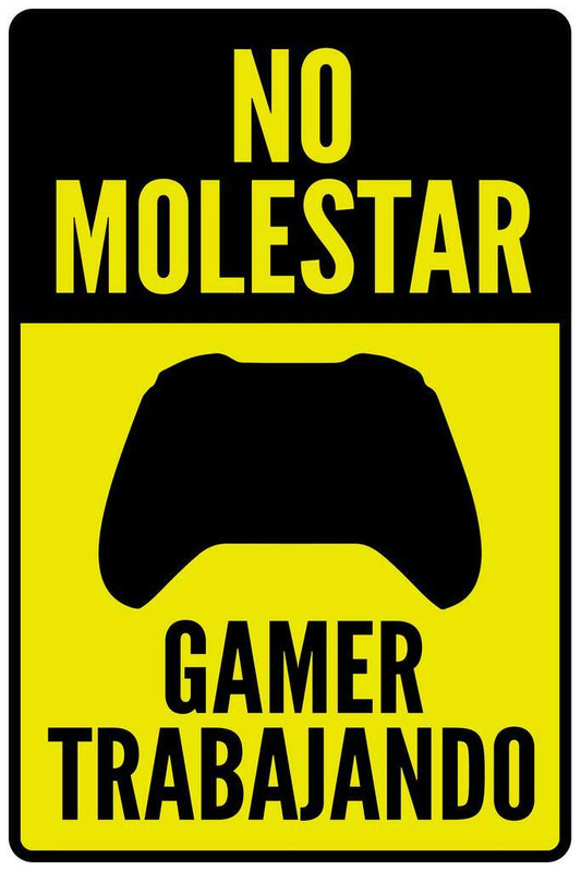 "No Molestar Gamer Trabajando" | Funny Gaming Sign (Spanish) | Game Room Poster - Type & Quotes Poster