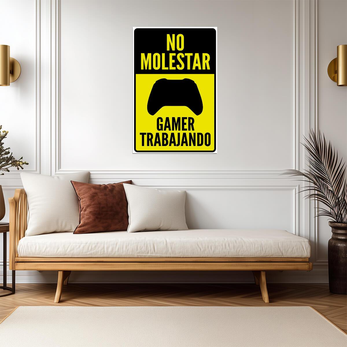 "No Molestar Gamer Trabajando" | Funny Gaming Sign (Spanish) | Game Room Poster - Type & Quotes Poster
