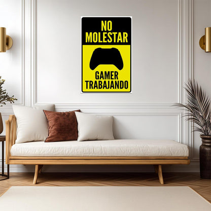 "No Molestar Gamer Trabajando" | Funny Gaming Sign (Spanish) | Game Room Poster - Type & Quotes Poster