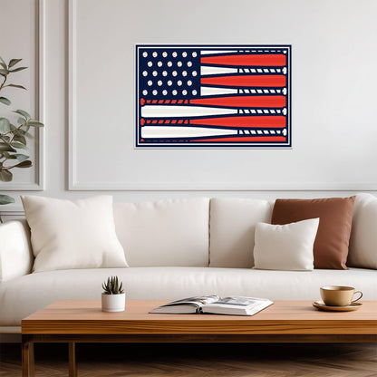 American Flag Baseball Bats | Patriotic Sports Art | USA Pride Poster - Sports Poster