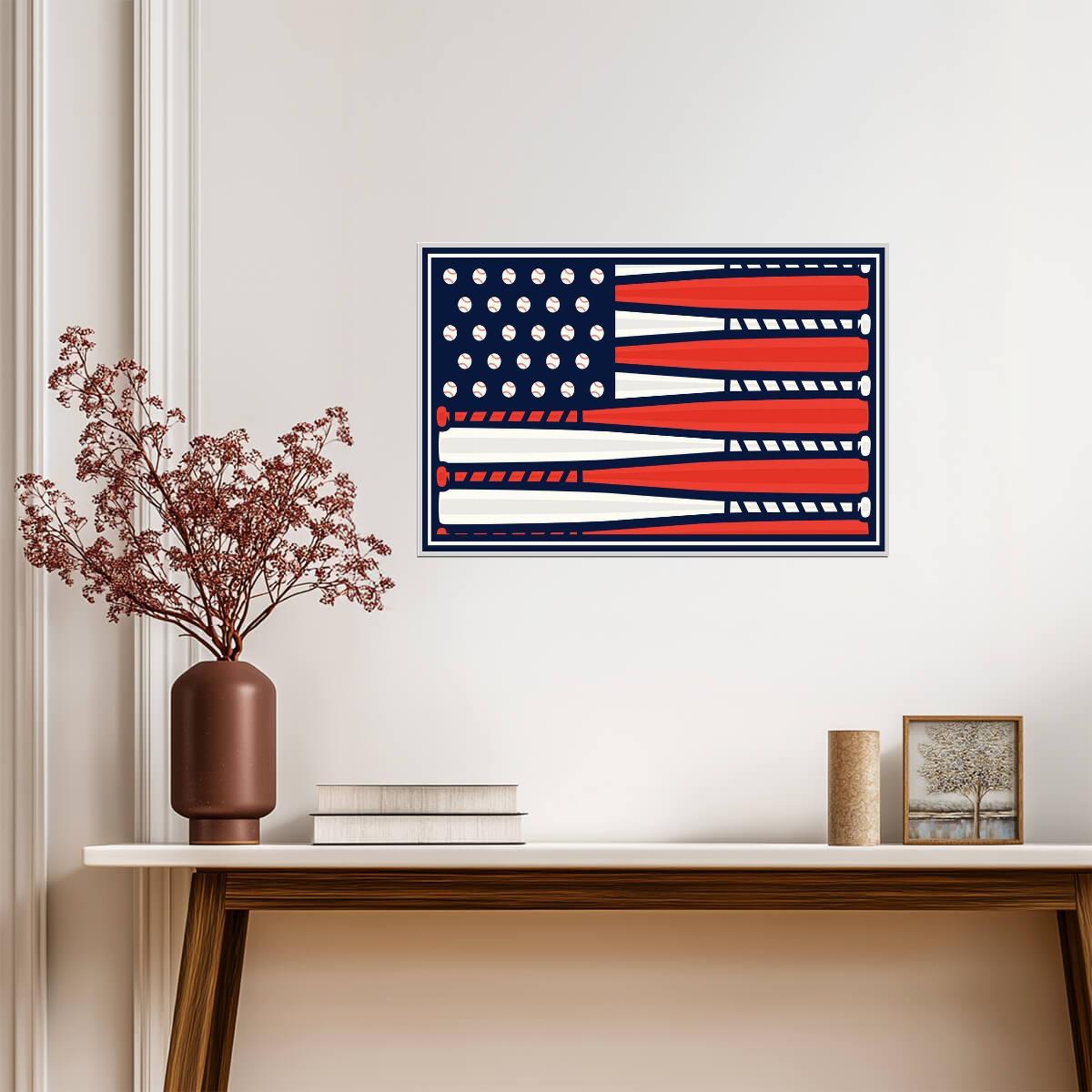 American Flag Baseball Bats | Patriotic Sports Art | USA Pride Poster - Sports Poster