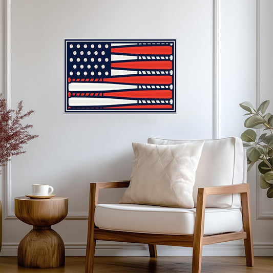 American Flag Baseball Bats | Patriotic Sports Art | USA Pride Poster - Sports Poster