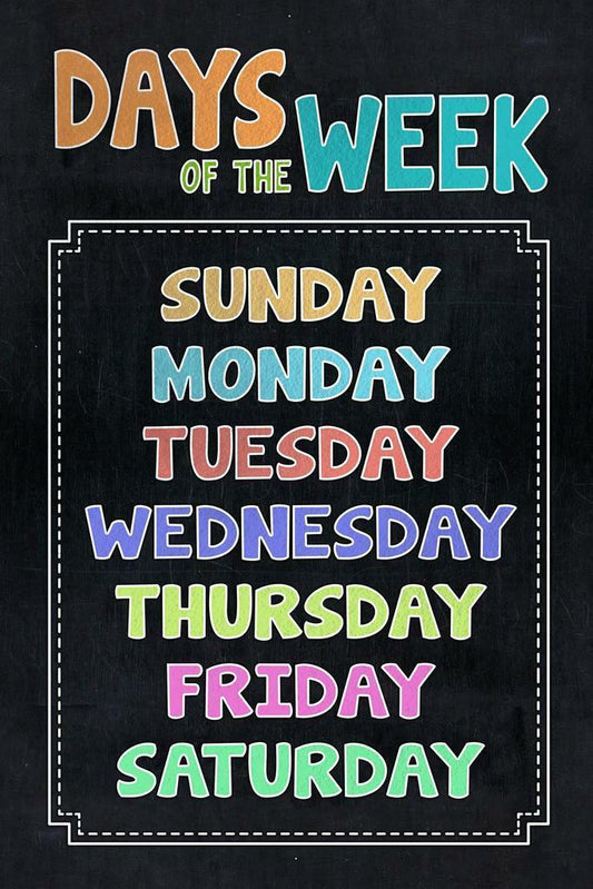 Days of the Week Chart | Educational Kids Poster | Rainbow Classroom Decor - For Kids Poster