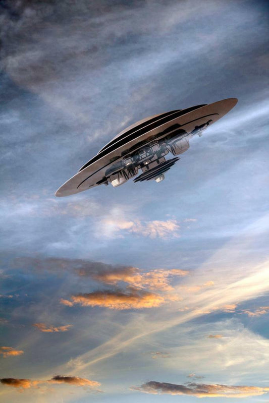 UFO Flying Saucer Photo | Abstract Sci-Fi Art | Extraterrestrial Themed Poster - Graphic & Art Poster