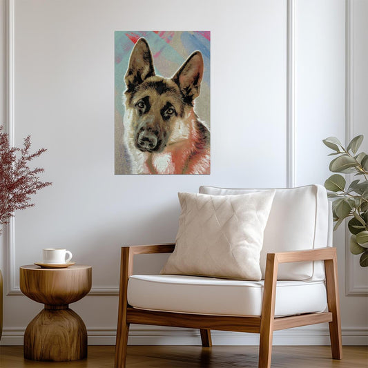 German Shepherd Portrait | Pop Art Style Dog | Colorful Pet Illustration Poster - Graphic & Art Poster