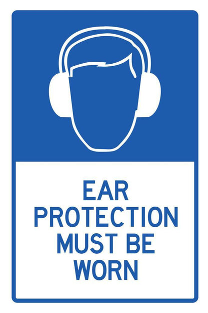 "Ear Protection Must Be Worn" | Workplace Safety Sign | Industrial Warning Poster - Type & Quotes Poster