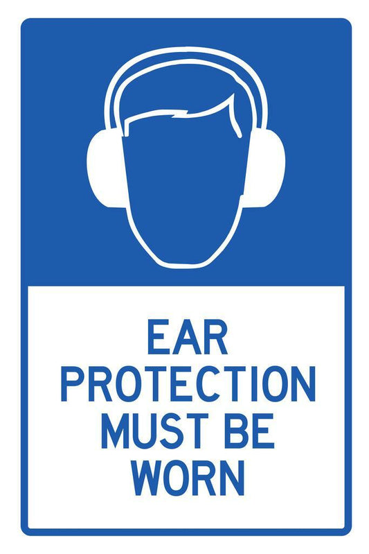 "Ear Protection Must Be Worn" | Workplace Safety Sign | Industrial Warning Poster - Type & Quotes Poster
