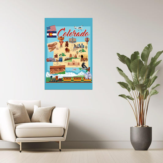 Colorado Map | Illustrated Vintage Travel Poster
