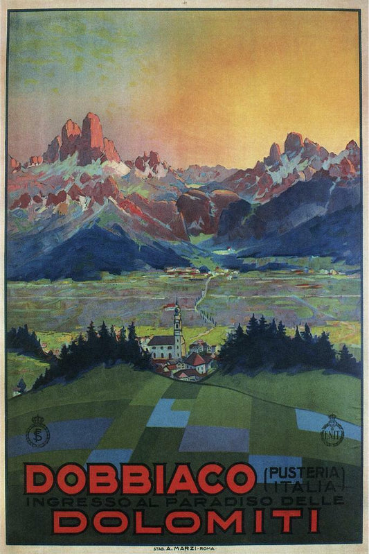 Dobbiaco, Dolomites, Italy | Vintage Travel Poster | Retro Italian Alps Art - Vintage & Retro Poster