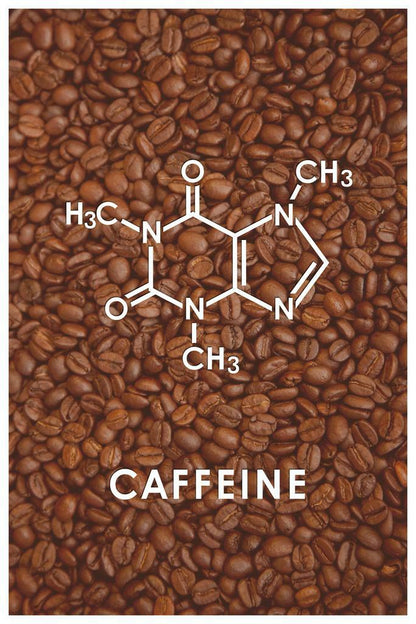 Caffeine Molecule Diagram | Minimalist Coffee Chemistry Art | Funny Science Poster - Type & Quotes Poster