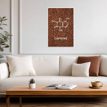 Caffeine Molecule Diagram | Minimalist Coffee Chemistry Art | Funny Science Poster - Type & Quotes Poster