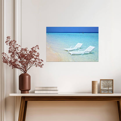 Sunchairs on a Tropical Beach | Paradise Photography Print | Relaxation Poster - Photography Poster