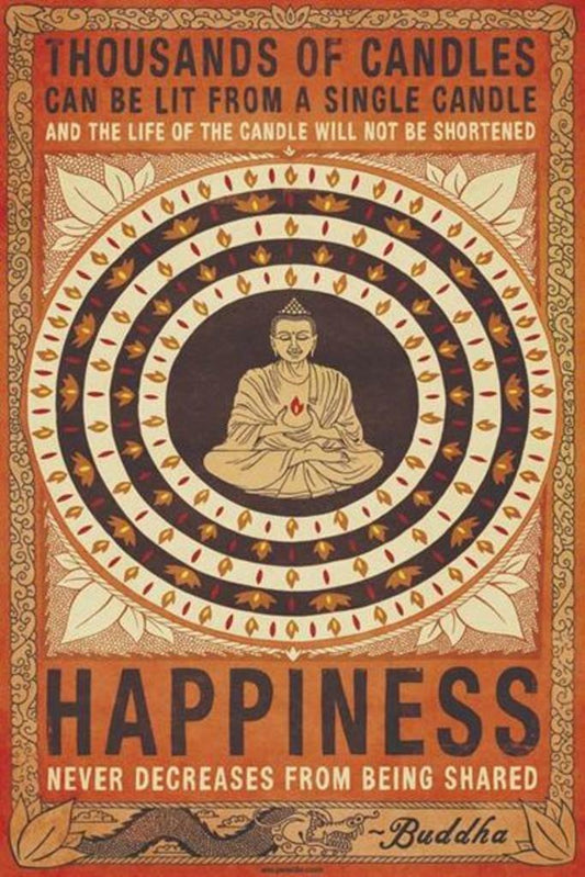 Thousands of Candles Can Be Lit | Buddha Happiness Quote Poster