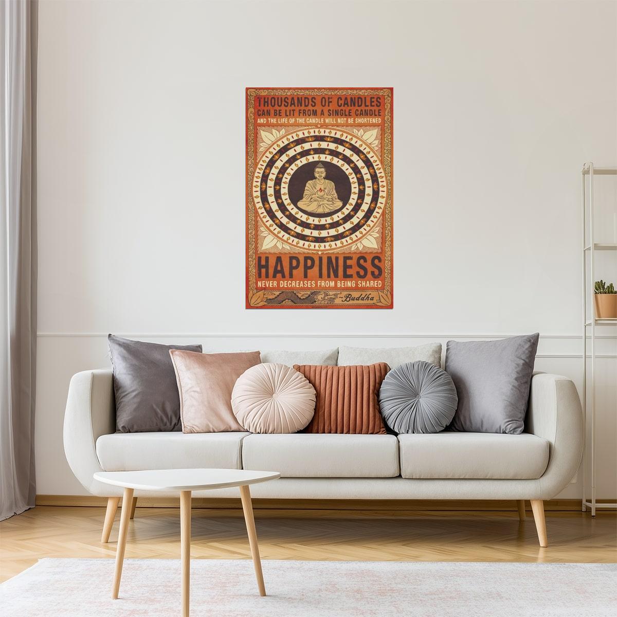 Thousands of Candles Can Be Lit | Buddha Happiness Quote Poster