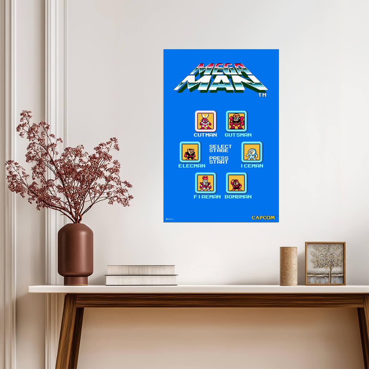 Mega Man Stage Select Screen | Retro 8-Bit Gaming Poster - Video Games Poster