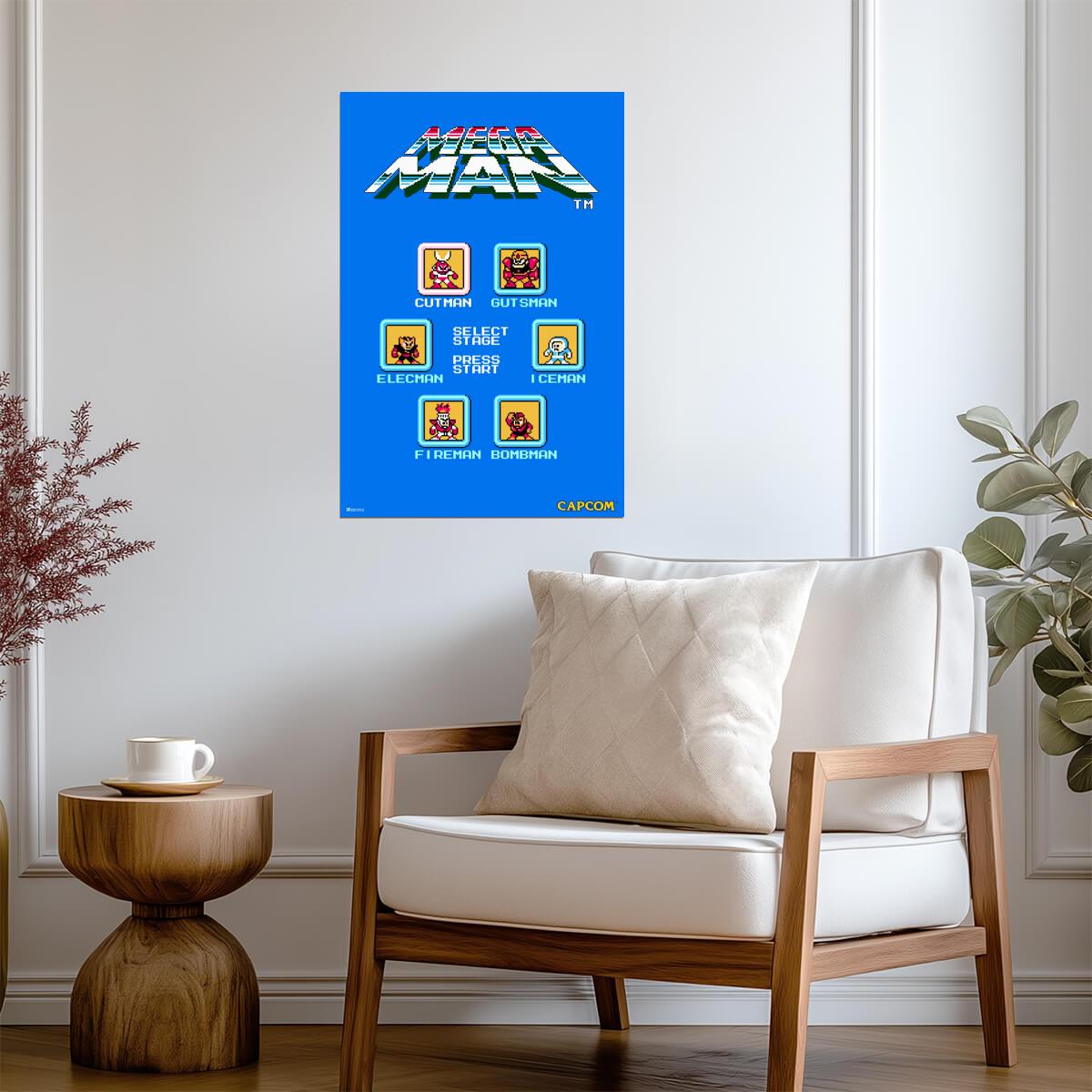 Mega Man Stage Select Screen | Retro 8-Bit Gaming Poster - Video Games Poster