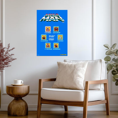 Mega Man Stage Select Screen | Retro 8-Bit Gaming Poster - Video Games Poster