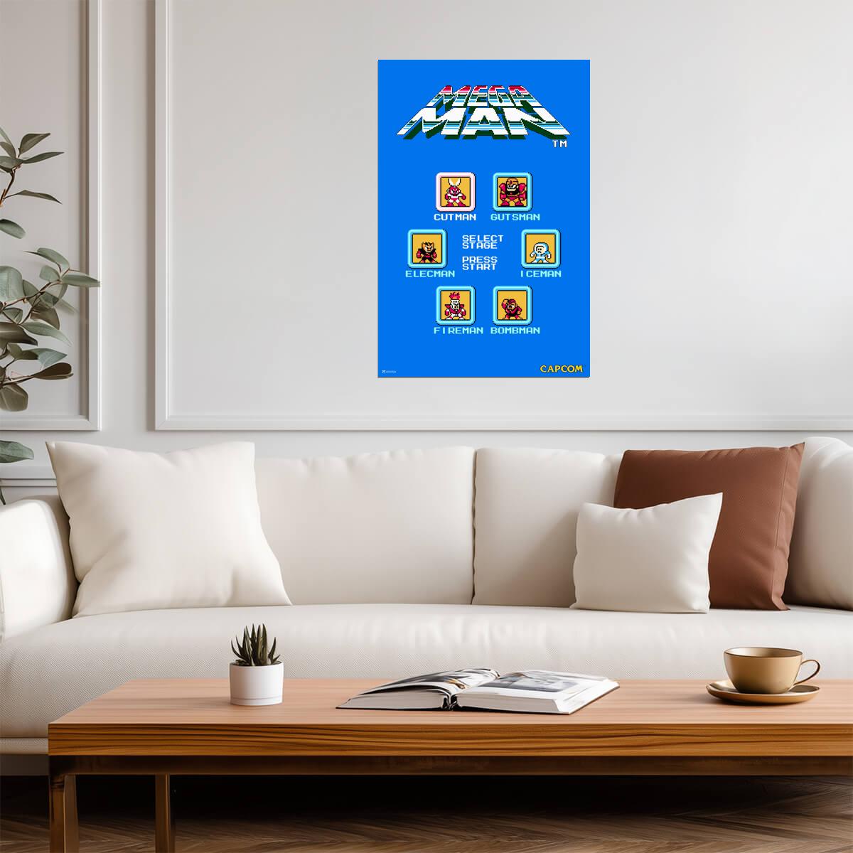 Mega Man Stage Select Screen | Retro 8-Bit Gaming Poster - Video Games Poster