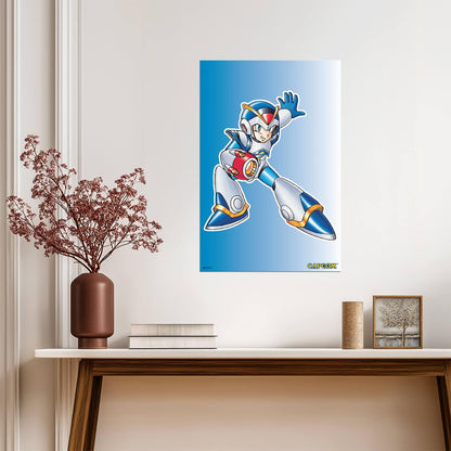 Mega Man X Armor | Retro Video Game Character Poster - Video Games Poster