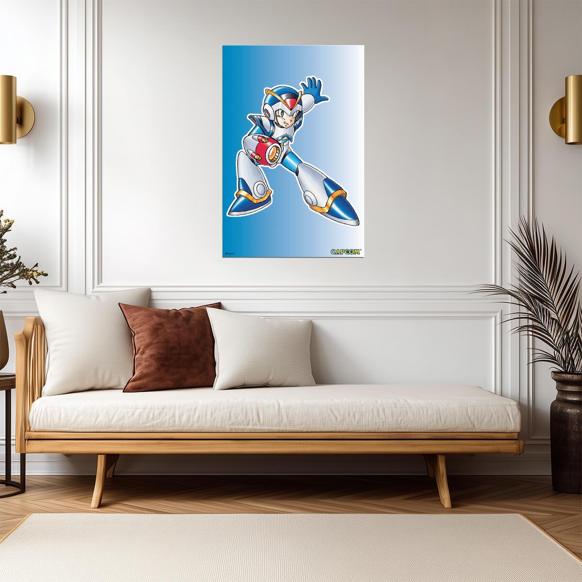 Mega Man X Armor | Retro Video Game Character Poster - Video Games Poster