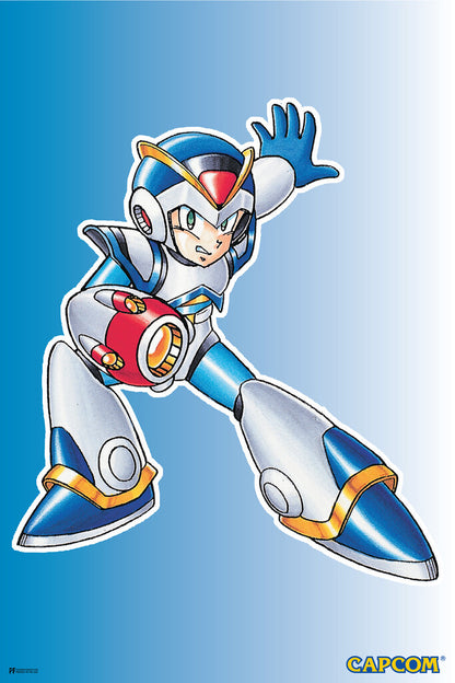 Mega Man X Armor | Retro Video Game Character Poster - Video Games Poster