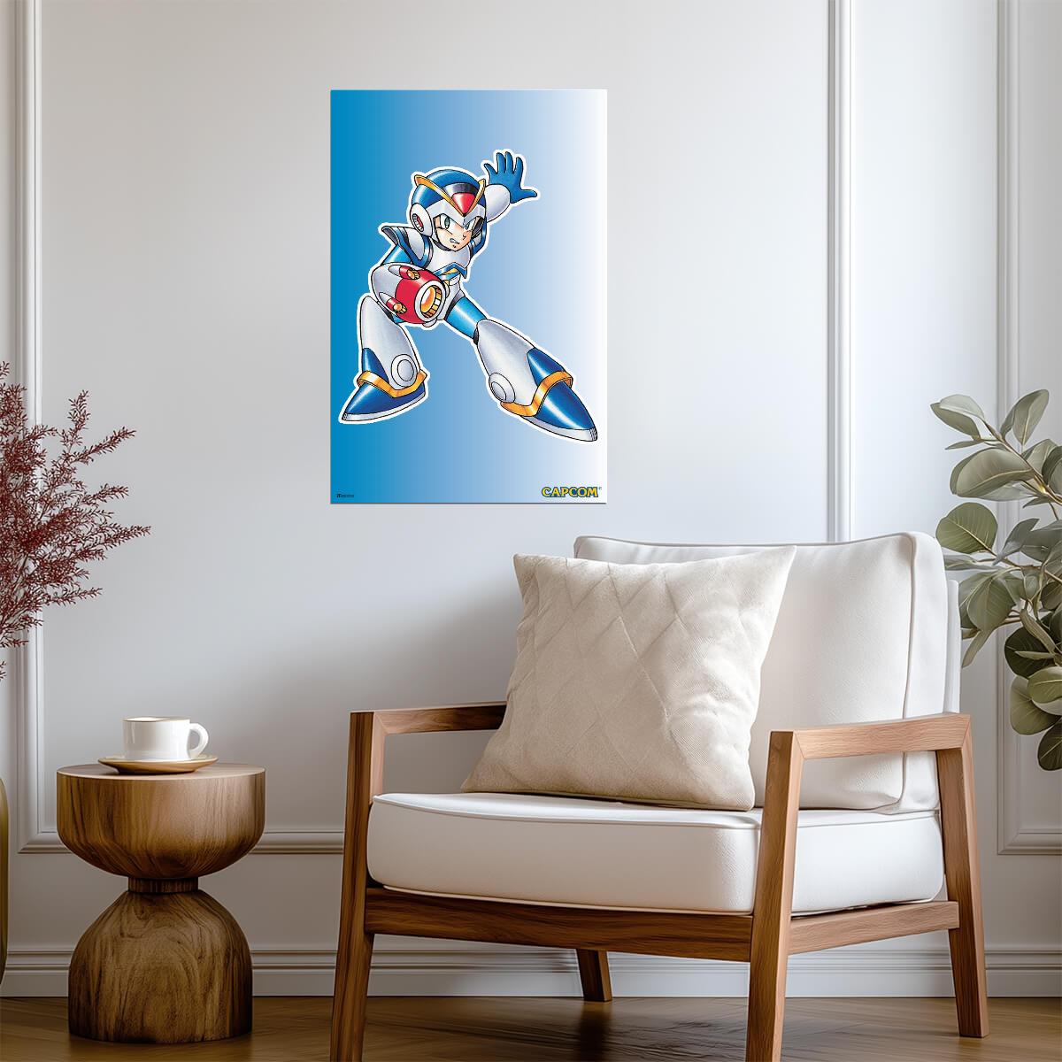 Mega Man X Armor | Retro Video Game Character Poster - Video Games Poster