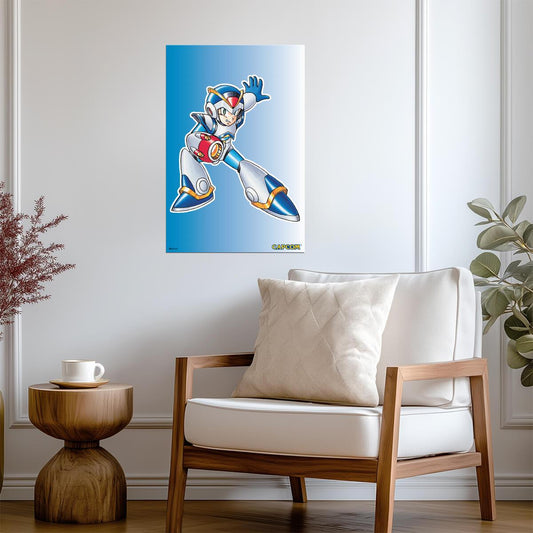 Mega Man X Armor | Retro Video Game Character Poster - Video Games Poster