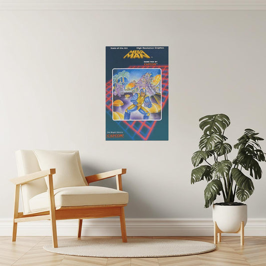 Mega Man NES Cover Poster | Retro Video Game Art | 8-Bit Gaming Decor