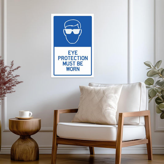 "Eye Protection Must Be Worn" | Funny Safety Sign Parody | Humorous Warning Poster - Type & Quotes Poster