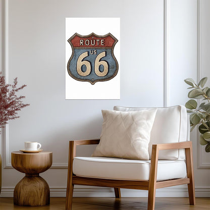 Vintage Route 66 Road Sign | Retro Americana Poster | Classic Highway Art - Type & Quotes Poster