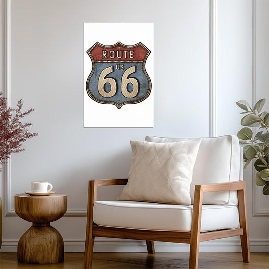 Vintage Route 66 Road Sign | Retro Americana Poster | Classic Highway Art - Type & Quotes Poster