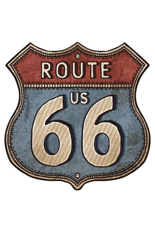 Vintage Route 66 Road Sign | Retro Americana Poster | Classic Highway Art - Type & Quotes Poster