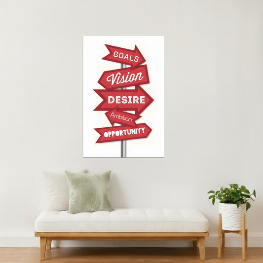 Vision and Desire | Directional Signpost Motivational Poster