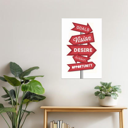 Vision and Desire | Directional Signpost Motivational Poster