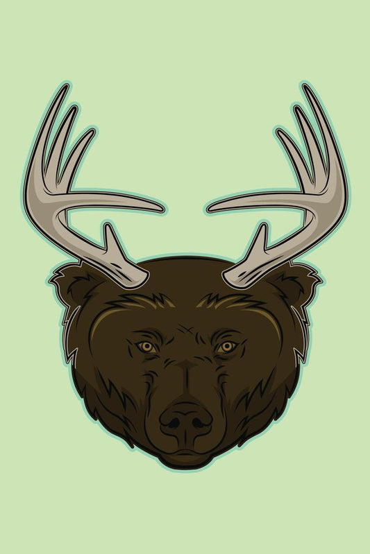 Deer Bear Beer Funny Poster | Pun Illustration | Cabin & Bar Wall Art