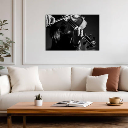 Violinist Playing Violin | Black and White Music Photography | Classical Musician Poster - Music Poster