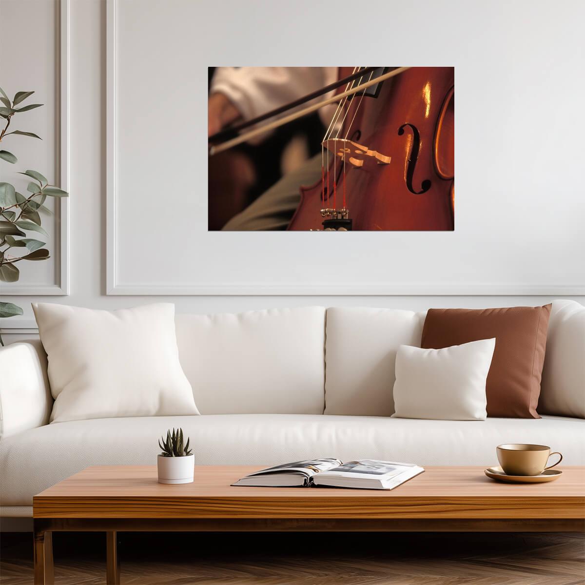 Cellist Playing Cello Close-Up | Classical Music Photography | Musician Wall Art Poster - Music Poster