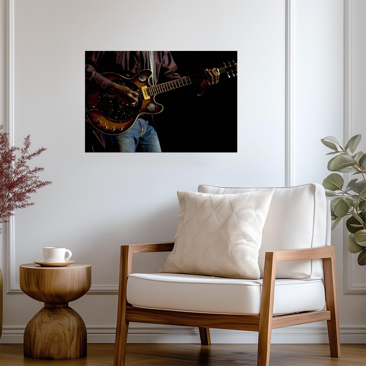 Blues Musician Playing Electric Guitar | Live Music Photography | Guitarist Wall Art Poster - Music Poster