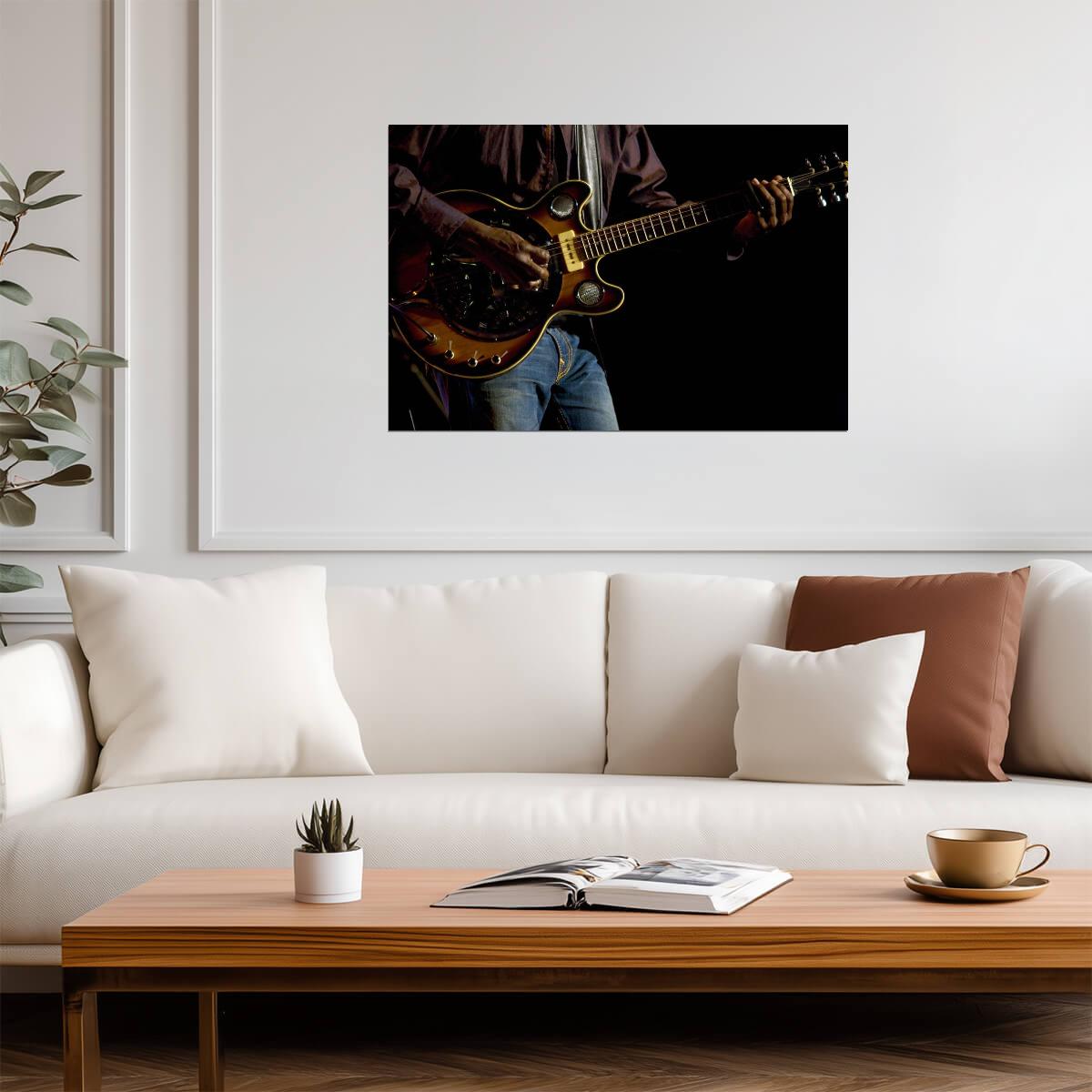 Blues Musician Playing Electric Guitar | Live Music Photography | Guitarist Wall Art Poster - Music Poster