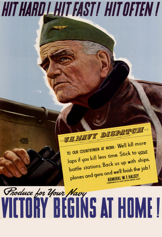 "Victory Begins At Home!" | WWII Propaganda Poster | Vintage War Effort Art - Vintage & Retro Poster