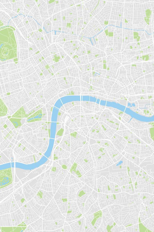 London Map | Minimalist Street Plan with River Thames Poster
