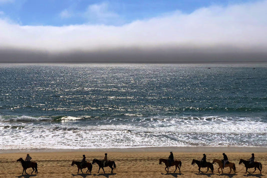Horseback Rider on Beach Poster | Half Moon Bay California Photography | Coastal Wall Art