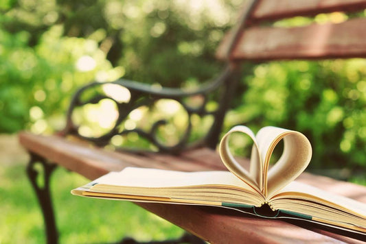 Book With Heart-Shaped Pages on a Bench | Romantic Photography | Book Lover Poster - Photography Poster