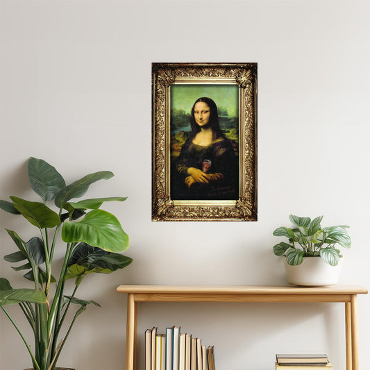 In Heaven There Is No Beer Mona Lisa Poster | Funny Art Parody | Bar Wall Decor