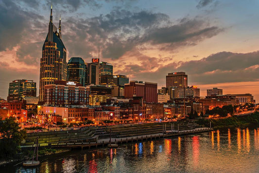 Nashville Tennessee Skyline and Cumberland River | Cityscape Photography Poster - Photography Poster